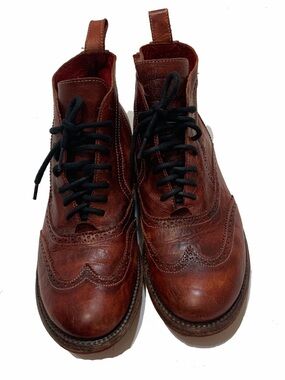 Bed Stu Men's Leather Wingtip Boots - Classic Lace-Up